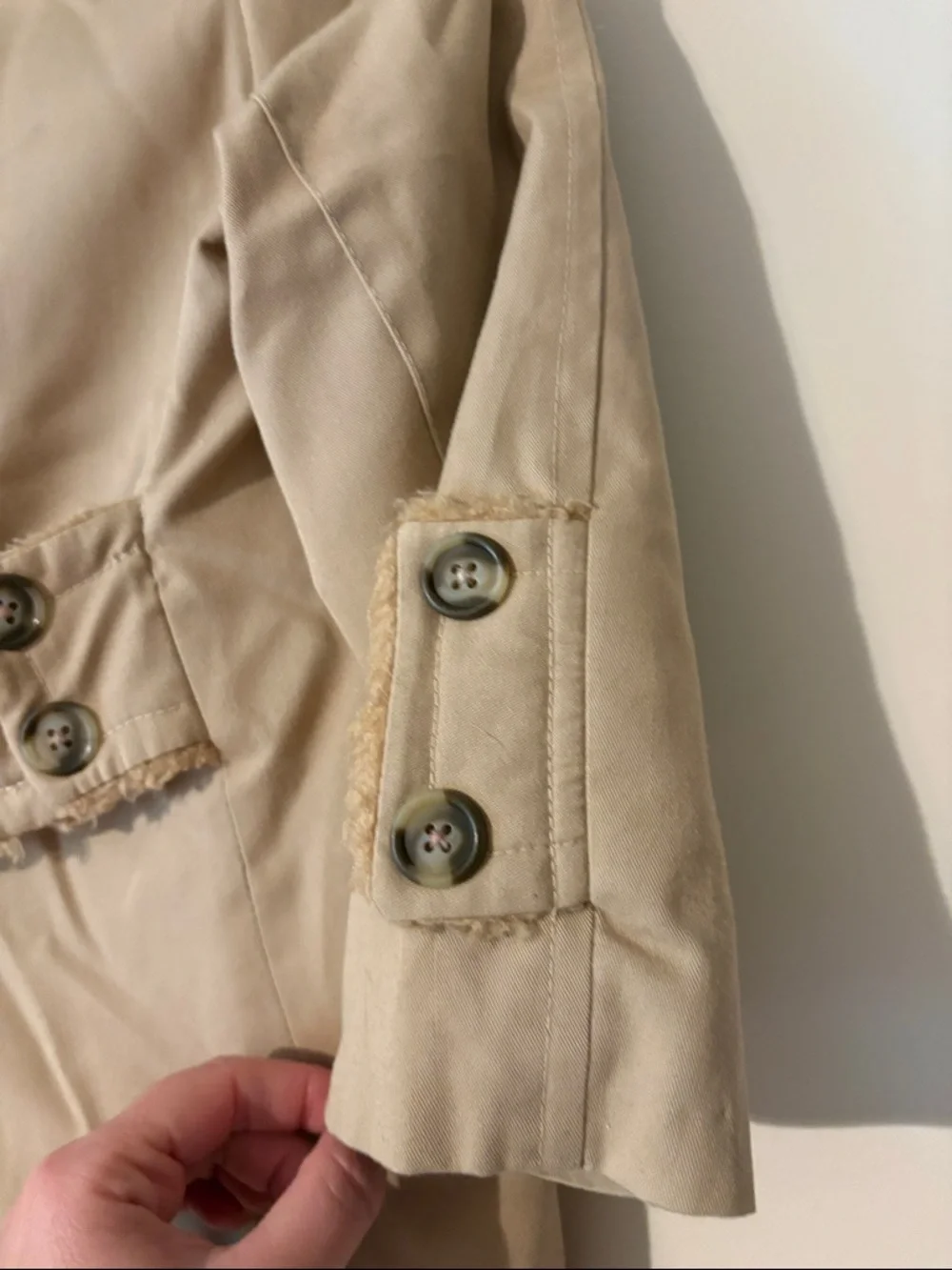 Vtg boys  1970’s Peacoat Tan Sherpa Lined Jacket size? 7/8 retro turtle vagabond